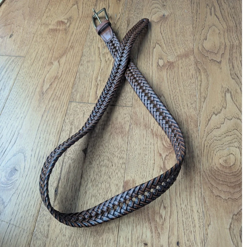 Dockers Belt Brown Braided Woven Mens Sz 40 Old Money Preppy Dark Academia EUC